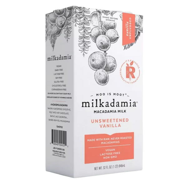 Milkadamia 32 oz. Unsweetened Vanilla Macadamia Nut Milk - Pack of 6