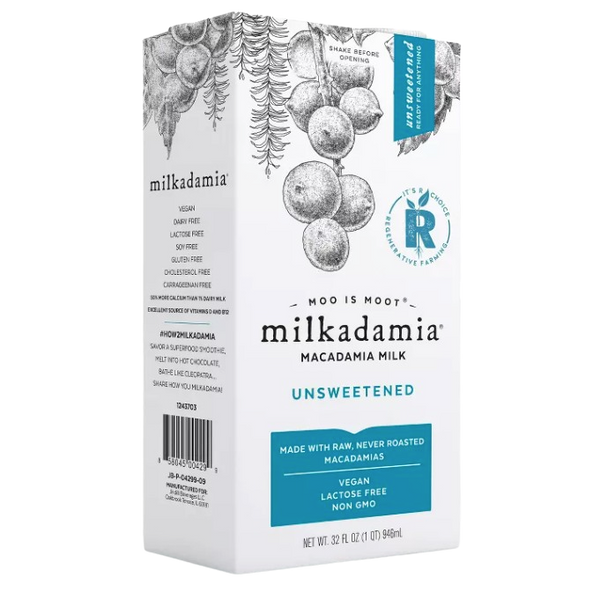 Milkadamia 32 oz. Unsweetened Macadamia Nut Milk - Pack of 6