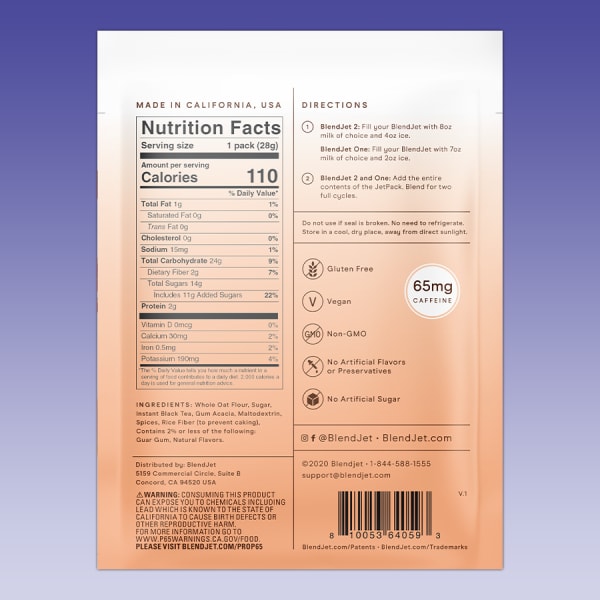 nutrition facts image Chai