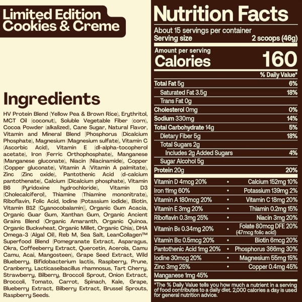 nutrition facts image Cookies and Créme