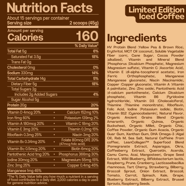 nutrition facts image Iced Coffee