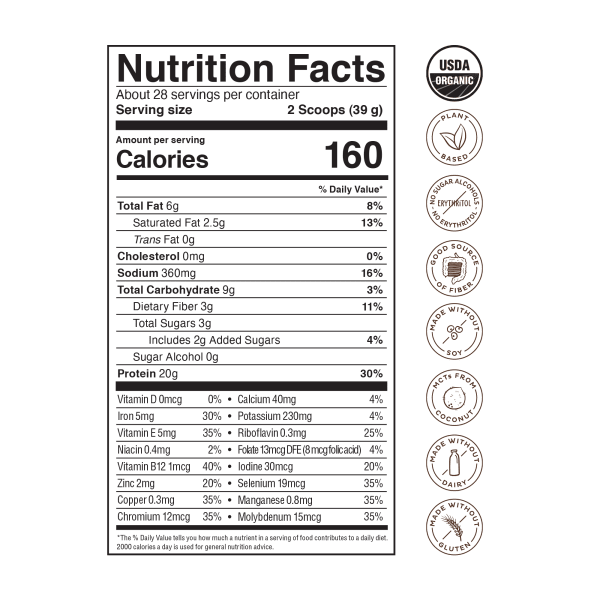 nutrition facts image Chocolate Peanut Butter