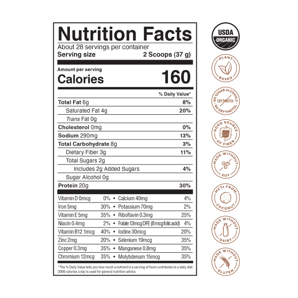 nutrition facts image Vanilla