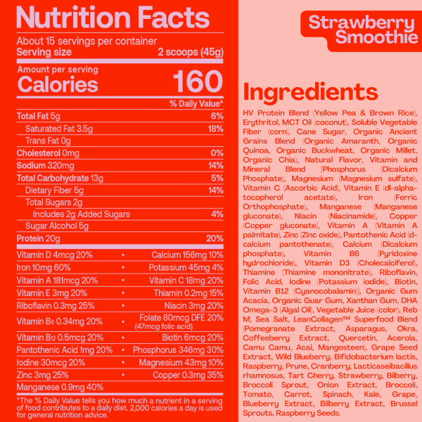 nutrition facts image Strawberry Smoothie