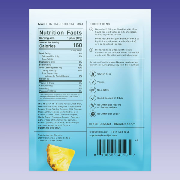 nutrition facts image Tropical Blue