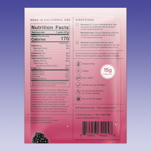 nutrition facts image Very Berry