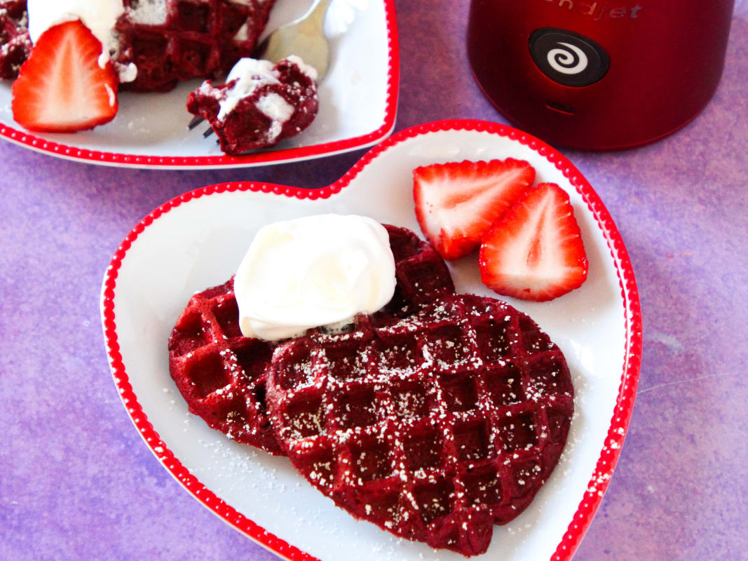 Red Velvet Heart-Shaped Waffles BlendJet Recipe